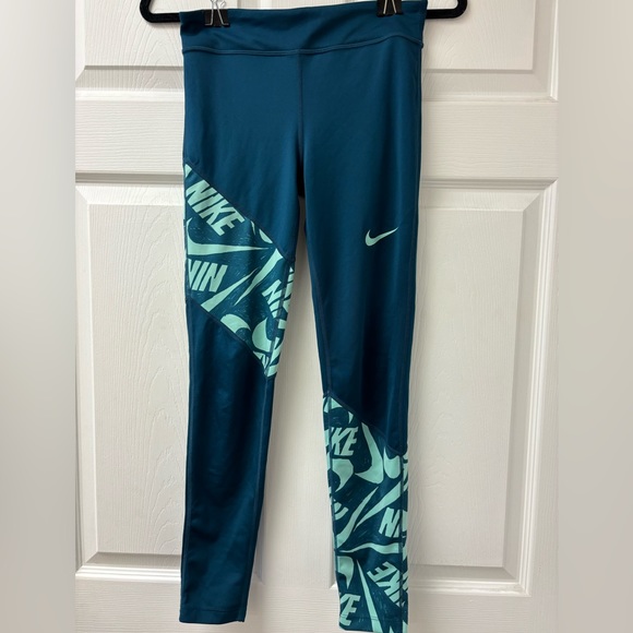 Nike Women's Dri Fit Logo Leggings Blue Size X-Large